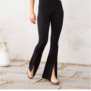 Black Flared Women's Pants split leg